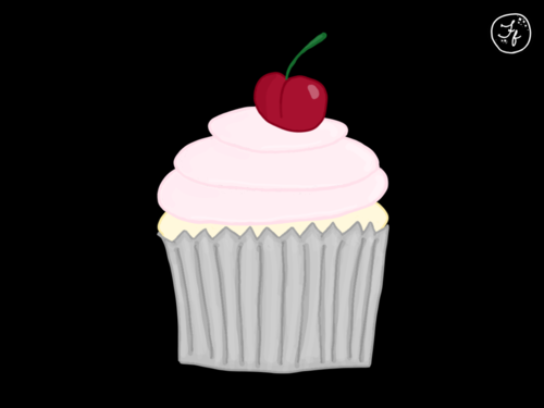 Cherry cupcake illustration