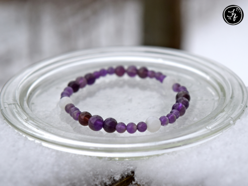 Rainbow Moonstone & Amethyst Bracelet