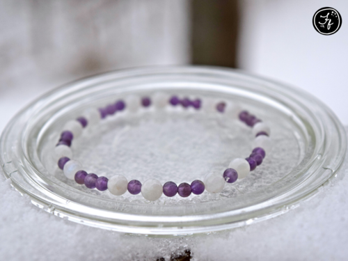 Rainbow Moonstone & Amethyst Bracelet