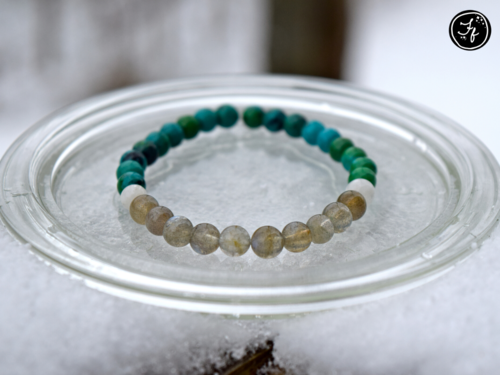 Chrysocolla, Rainbow Moonstone & Labradorite
                Bracelet