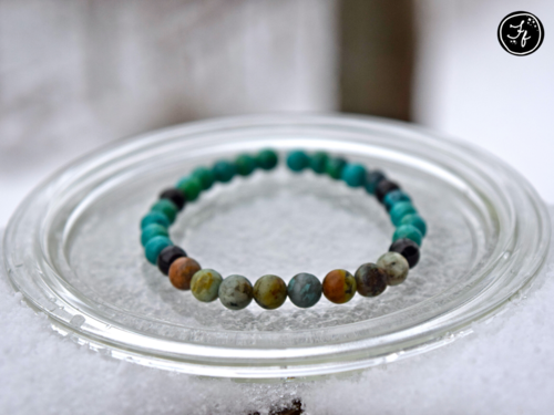 Black Tourmaline, African Turquoise & Chrysocolla
                            Bracelet