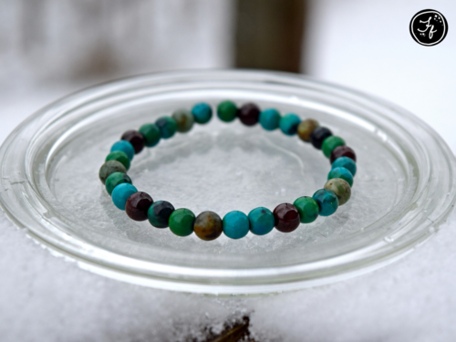 African Turquoise, Chrysocolla & Garnet Bracelet