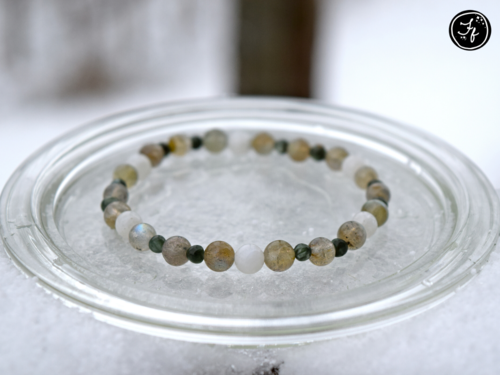 Rainbow Moonstone, Labradorite & Seraphinite Bracelet