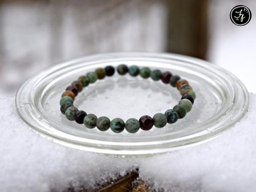 African Turquoise, Black Tourmaline & Garnet Bracelet