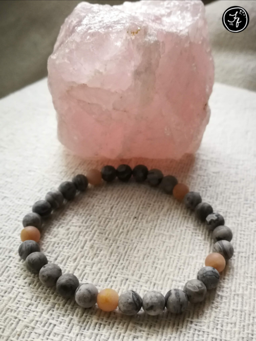 Earth Moonstone & Map Jasper Bracelet