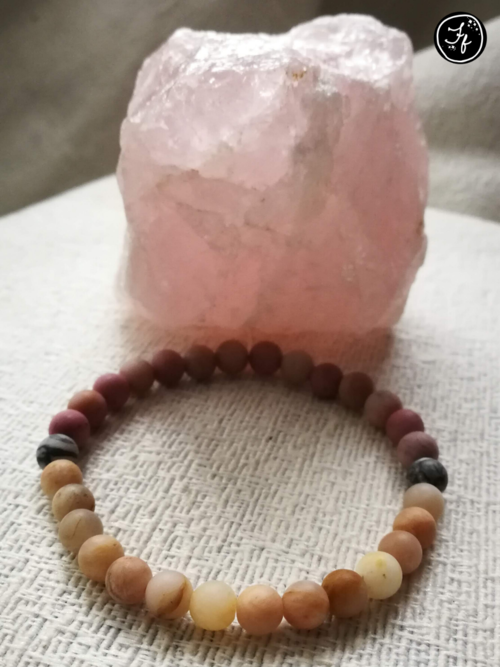 Rhodonite, Earth Moonstone & Map Jasper Bracelet