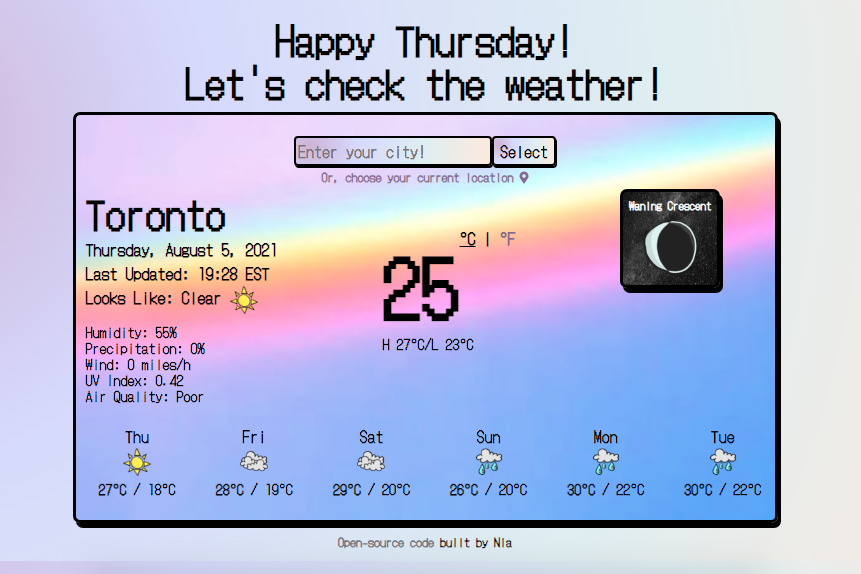 Weather application designed by Nia